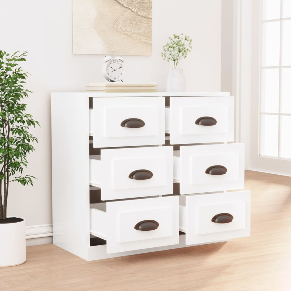 vidaXL 6 Drawer White Sideboard Image 3