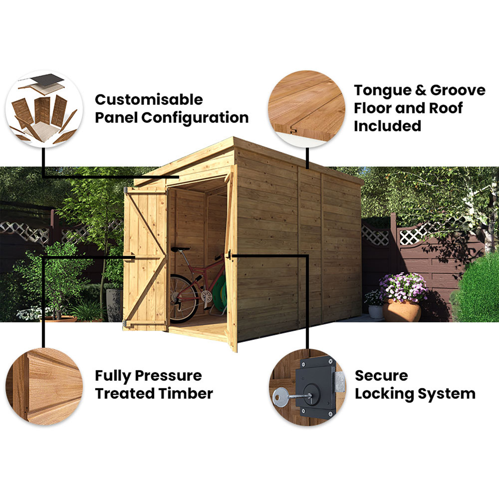 Dunster House Overlord 6 x 10ft Modular Brown Pent Garden Shed Image 4