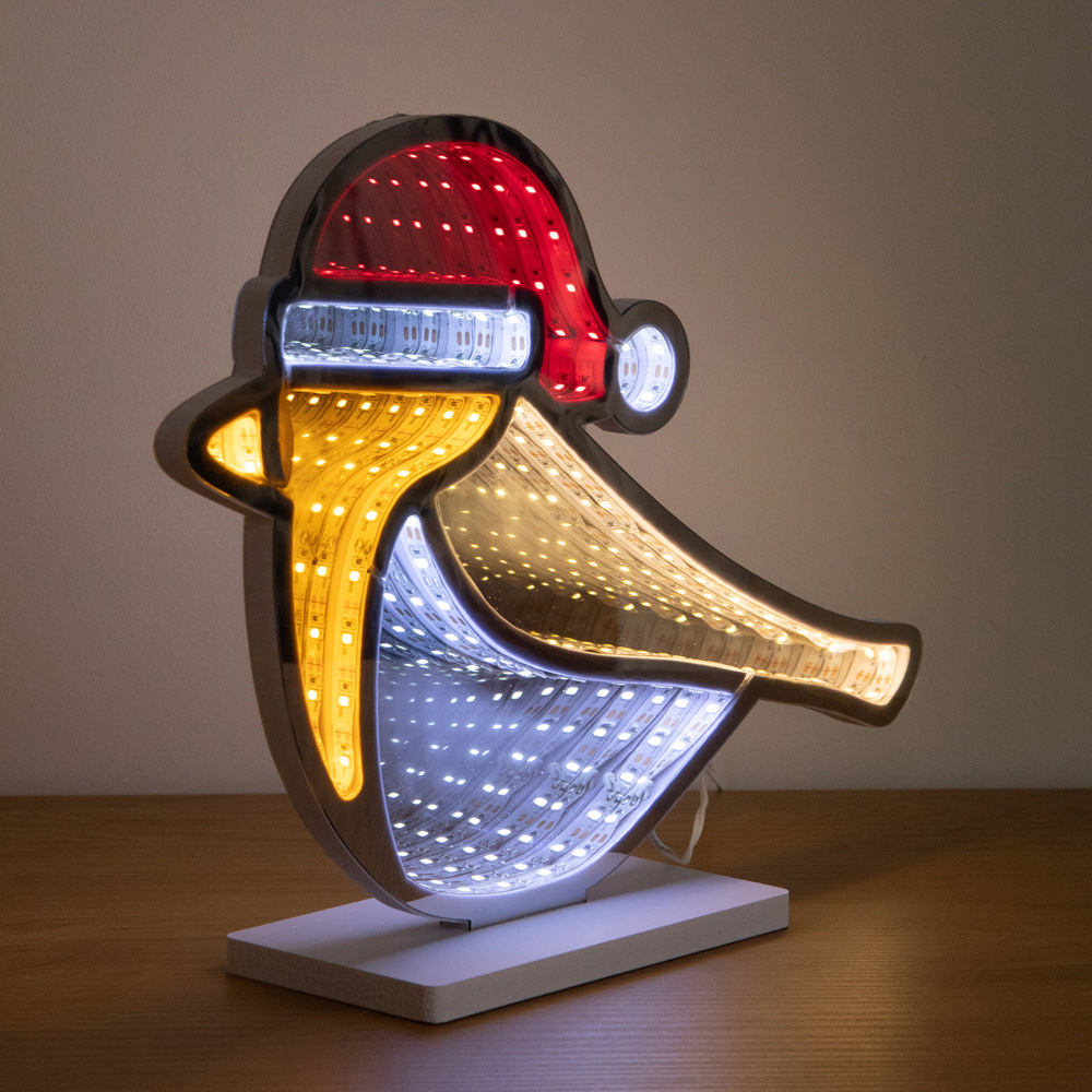 Samuel Alexander LED Light Up Robin Infinity Mirror Christmas Decoration 32cm Image 5