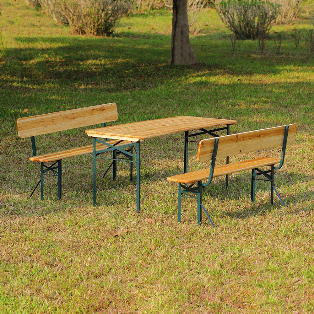 Living and Home 2 Seater Rustic Wooden Outdoor Table and Bench Set Image 6