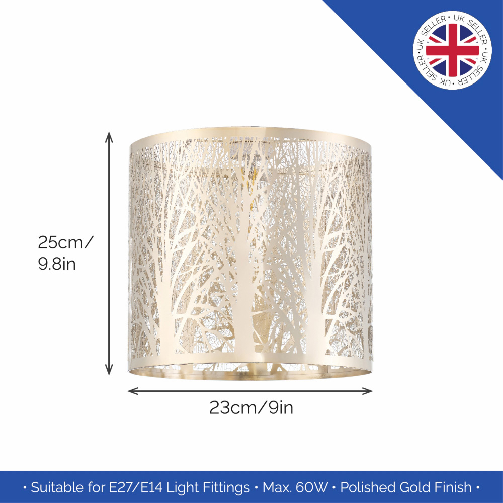 Happy Homewares Brushed Gold Metal Forest Pendant Shade Image 7