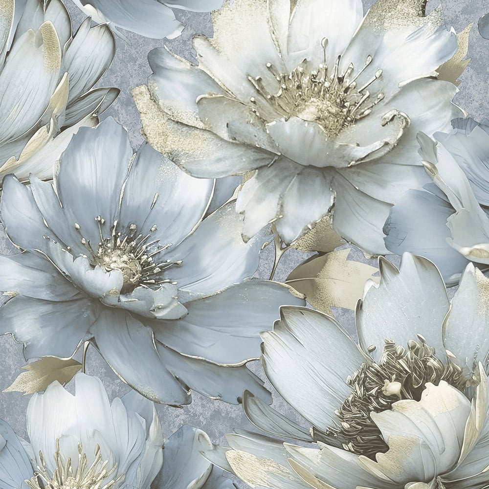 Muriva Aminah Floral Blue Wallpaper Image 1