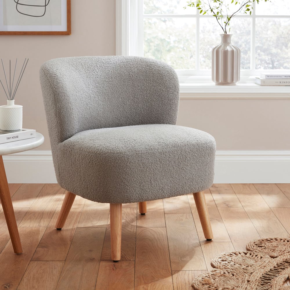 GFW Evie Grey Teddy Accent Chair Image 6