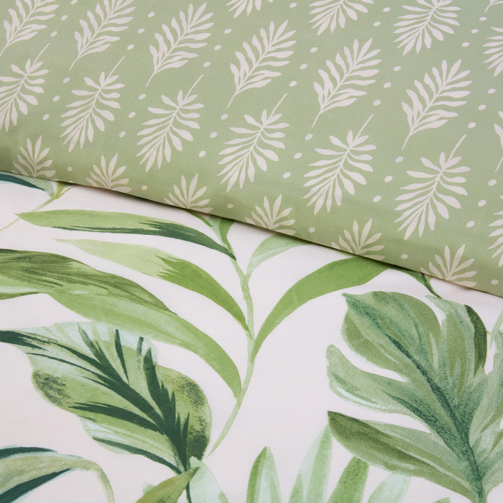 Palma Leaf Duvet Set Green Double Image 4