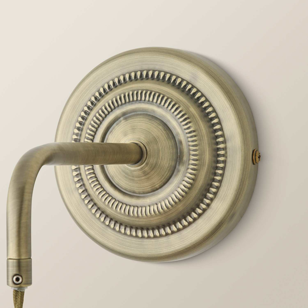 ValueLights Holborn Cream Scallop Metal Shade Brushed Gold Adjustable Wall Light with Bulb Image 4