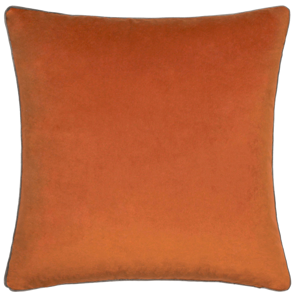 Paoletti Meridian Pumpkin Mocha Velvet Cushion Image 1