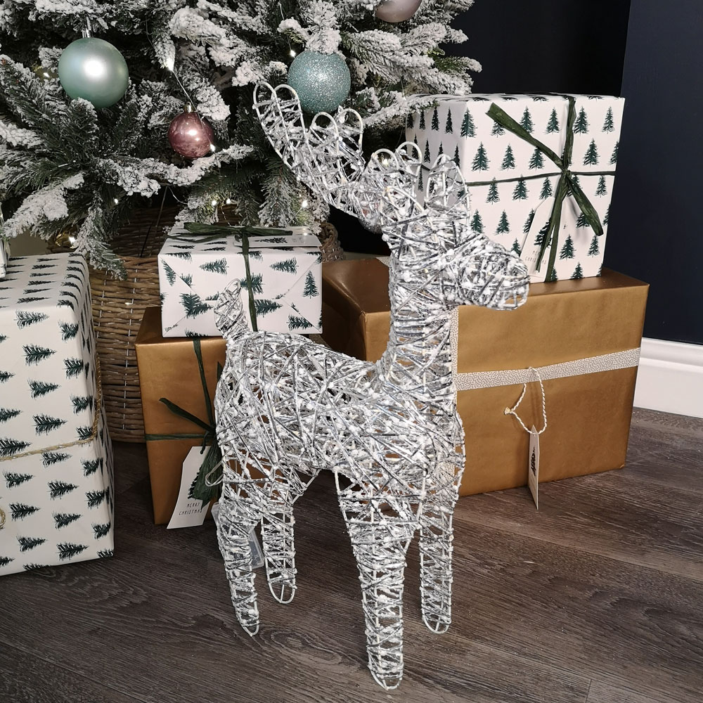 Samuel Alexander Silver Woven Reindeer LED Christmas Decoration 50cm Image 4