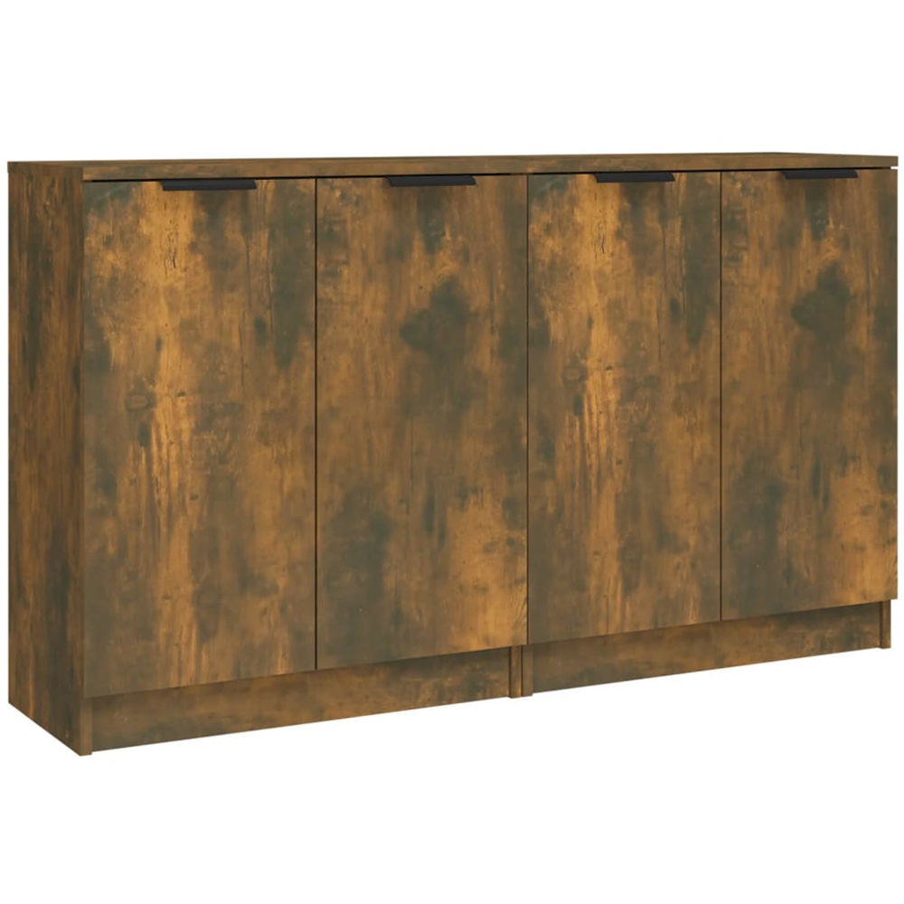 vidaXL 2 Door Smoked Oak Sideboard with Black Handles Set of 2 Image 2