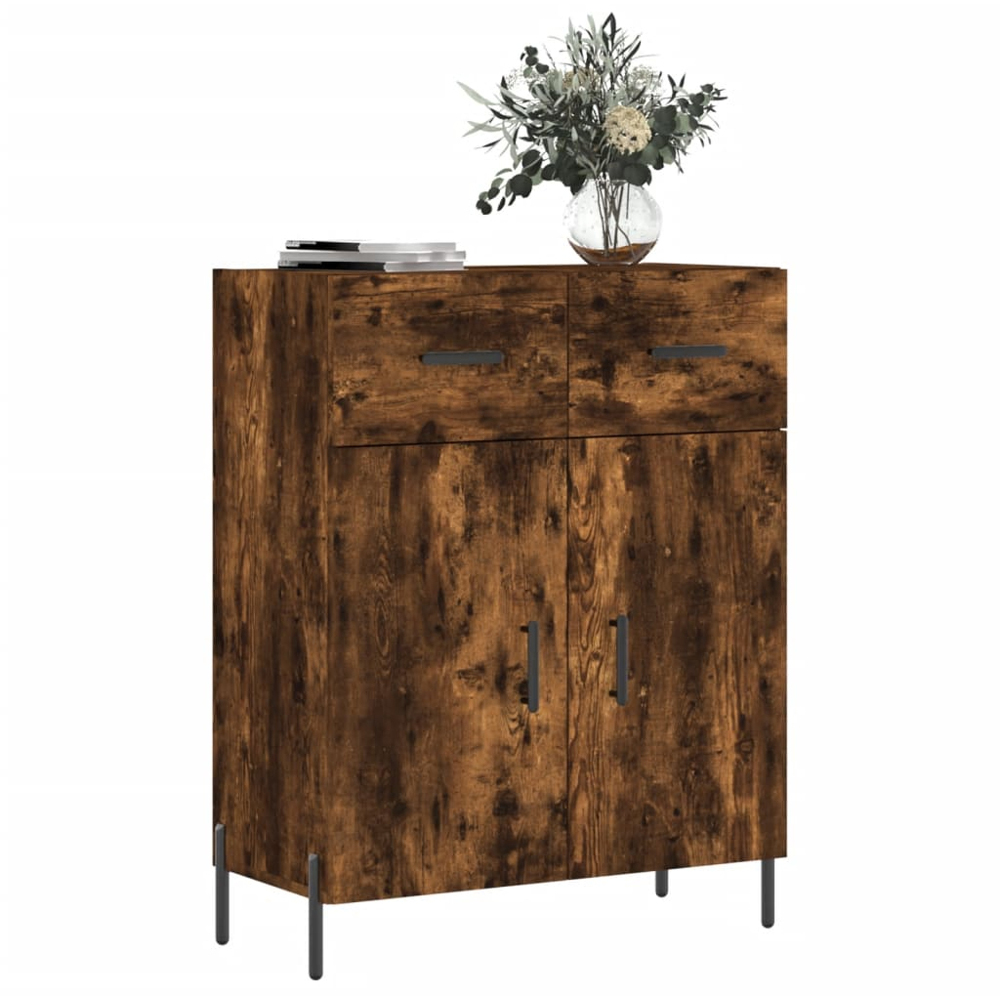 vidaXL 2 Door 2 Drawer Smoked Oak Sideboard with Metal Legs Image 3