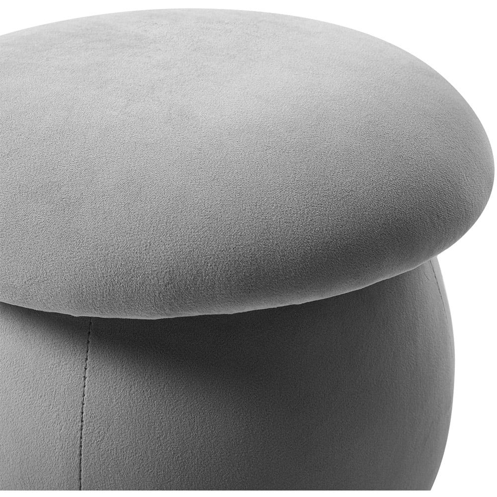 Living and Home Grey Round Lovely Velvet Mushroom Shaped Pouf Ottoman Image 6
