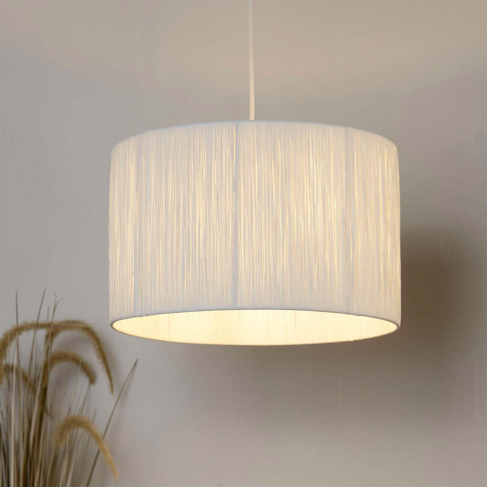 Lighting Collection Castell White Raffia Ceiling Lamp Shade Image 2