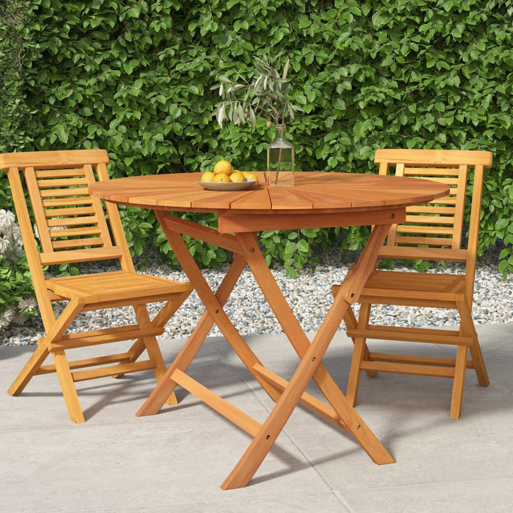 Walplus 4 Seater Foldable Solid Wood Teak Garden Table with Parasol Hole Image 8