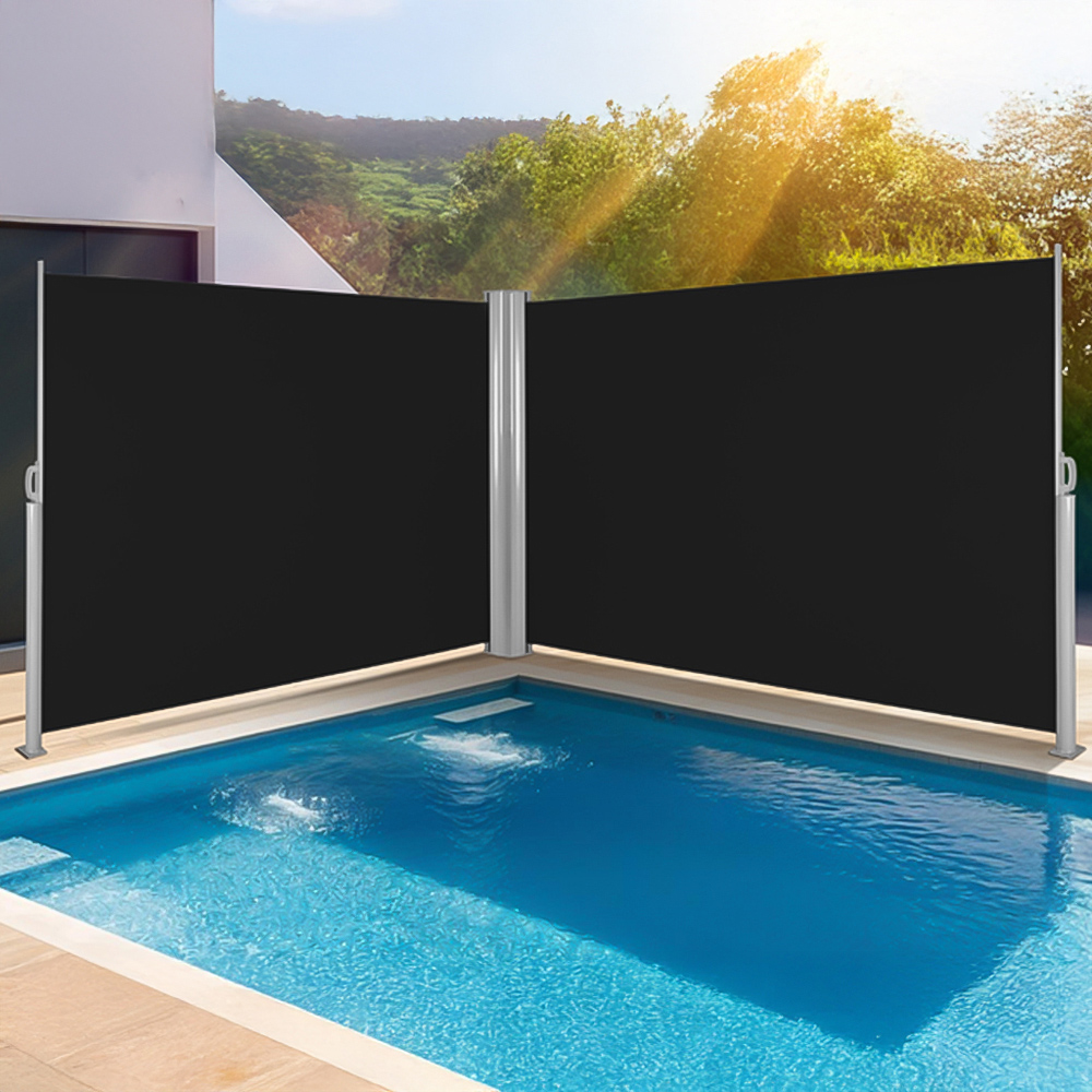tectake Black Double Sided Retractable Side Awning 1.8 x 6m Image 1