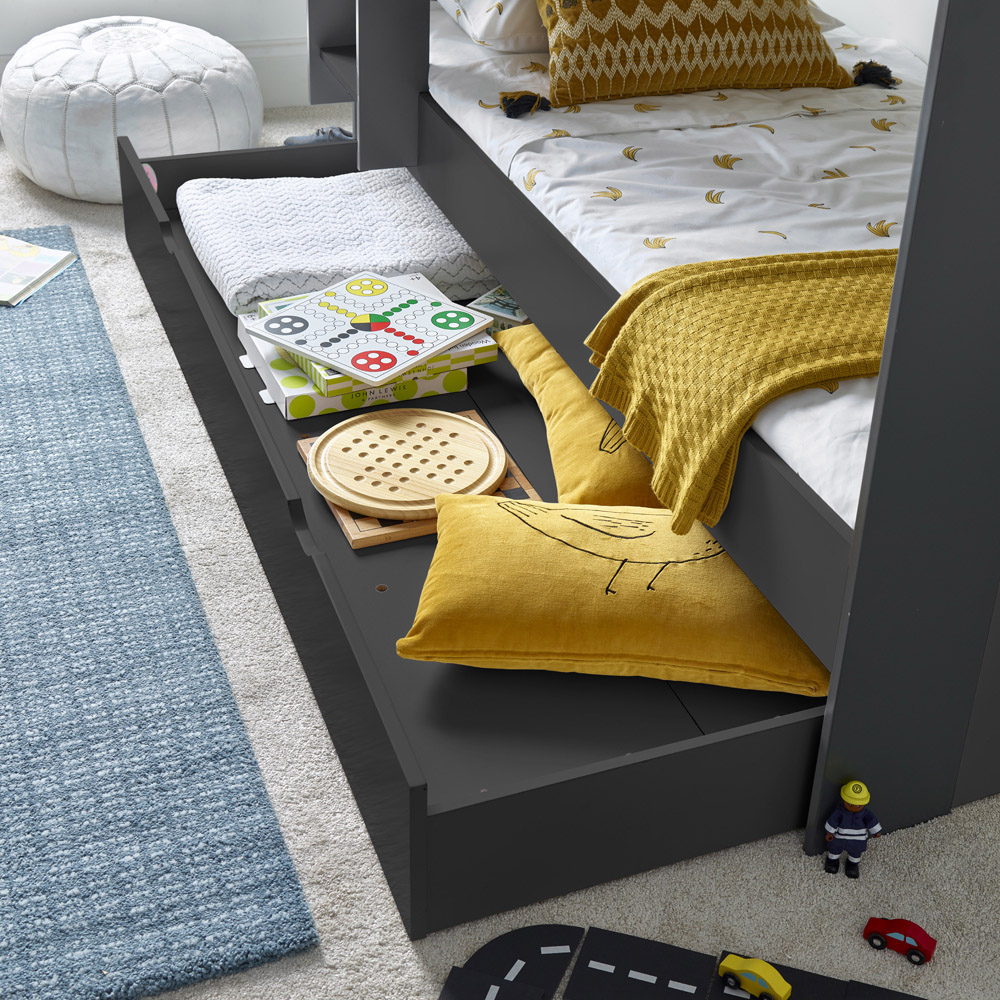 Oliver Onyx Grey Storage Bunk Bed with Pocket Mattresses Image 6