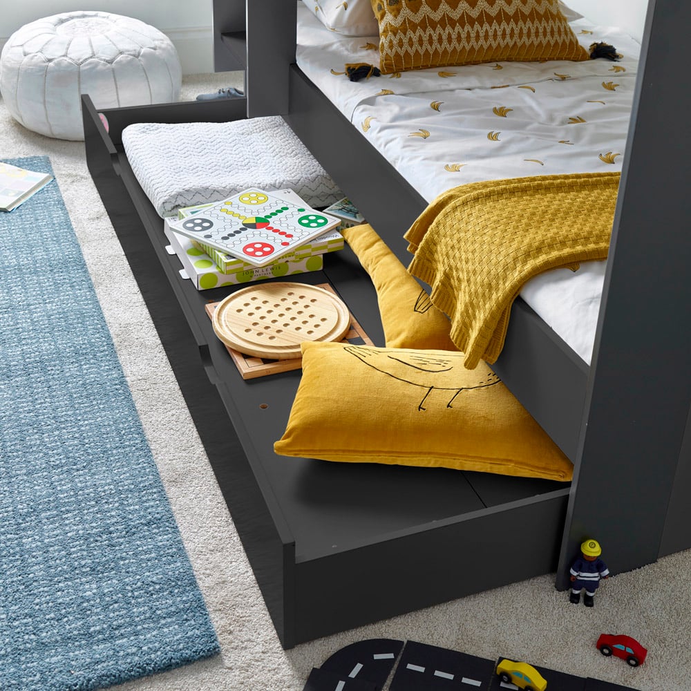 Oliver Onyx Grey Storage Bunk Bed with Memory Foam Mattresses Image 6