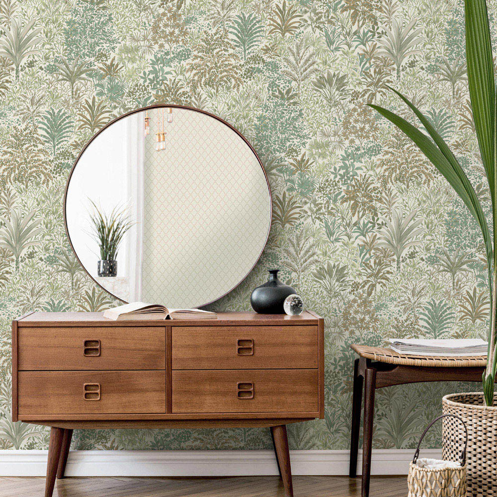 Vymura Capri Palm Landscape Green Vinyl Wallpaper Image 2