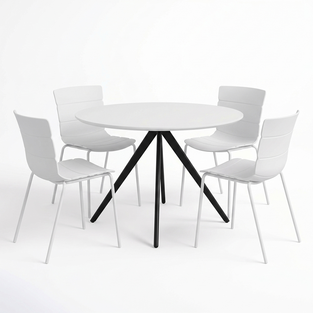 Core Products Aspen Bali 4 Seater Plastic Round Dining Set White Image 2