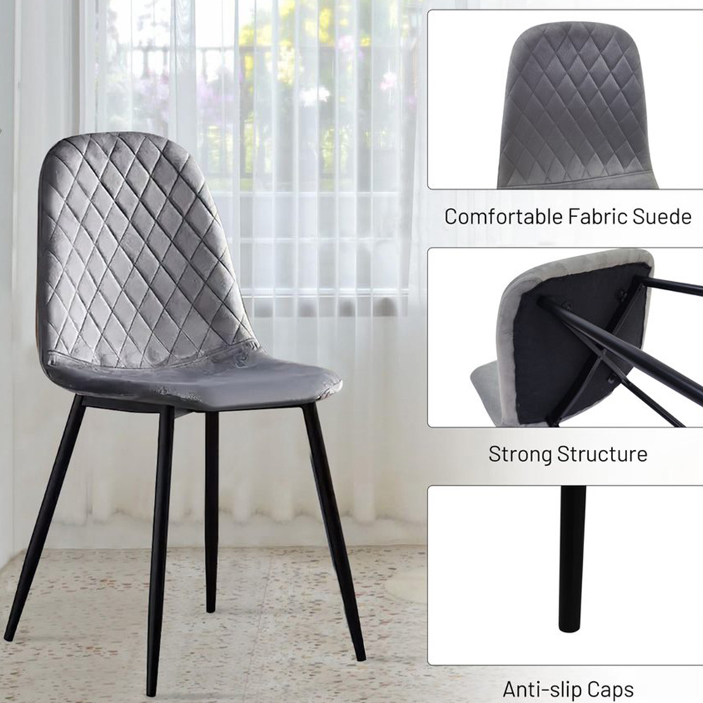 Alivio Set of 4 Grey Velvet Dining Chairs Image 3