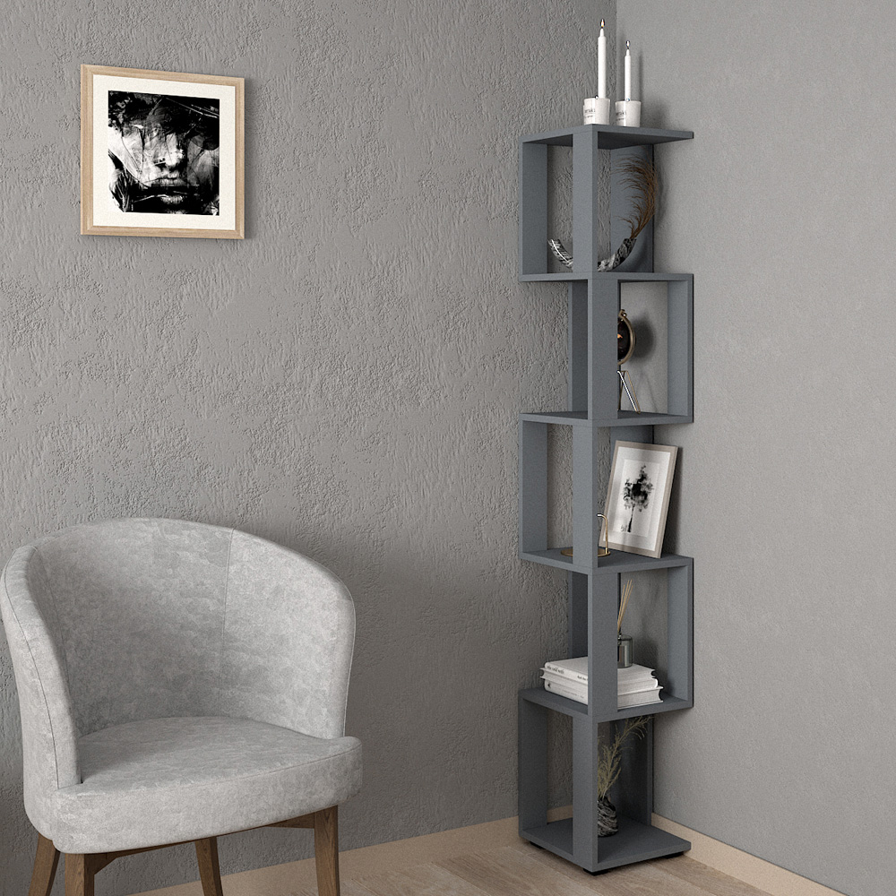 Shefa Line Element-5 6 Shelf Graphite Shelving Unit Image 6