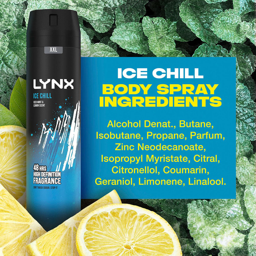 Lynx Ice Chill Iced Mint and Lemon 48H Protection Deodorant Body Spray 250ml 18 Pack Image 7