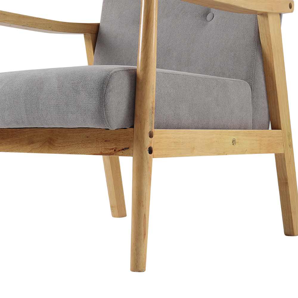 Living and Home Grey Tufted Wooden Armchair Image 5