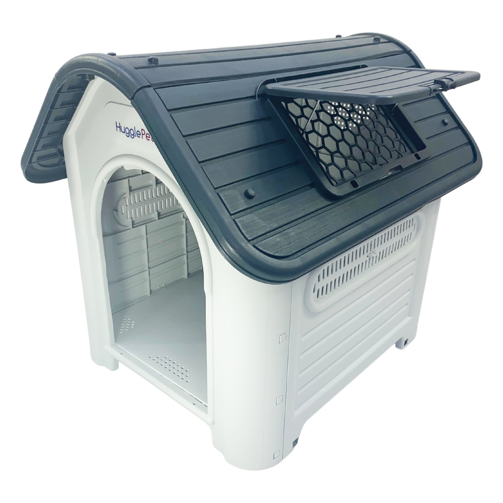 HugglePets Grey Plastic Premium Large Roof Dog Kennel Image 5