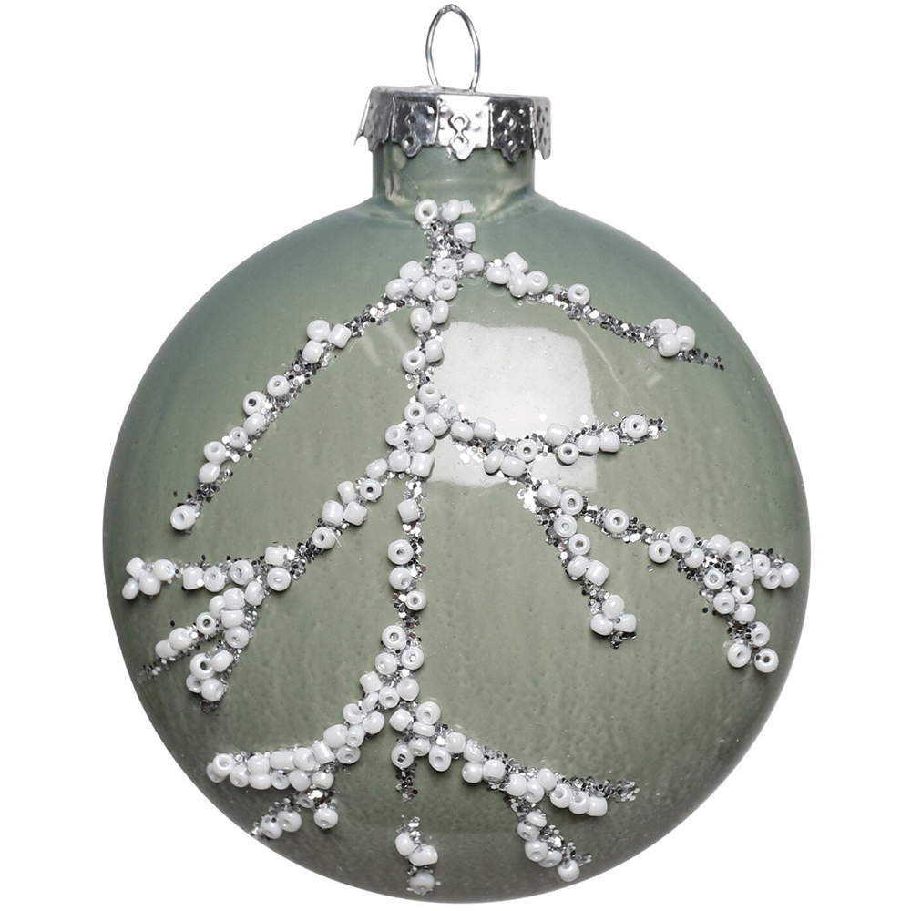 Mistletoe Cottage Beaded Detail Sage Bauble Image