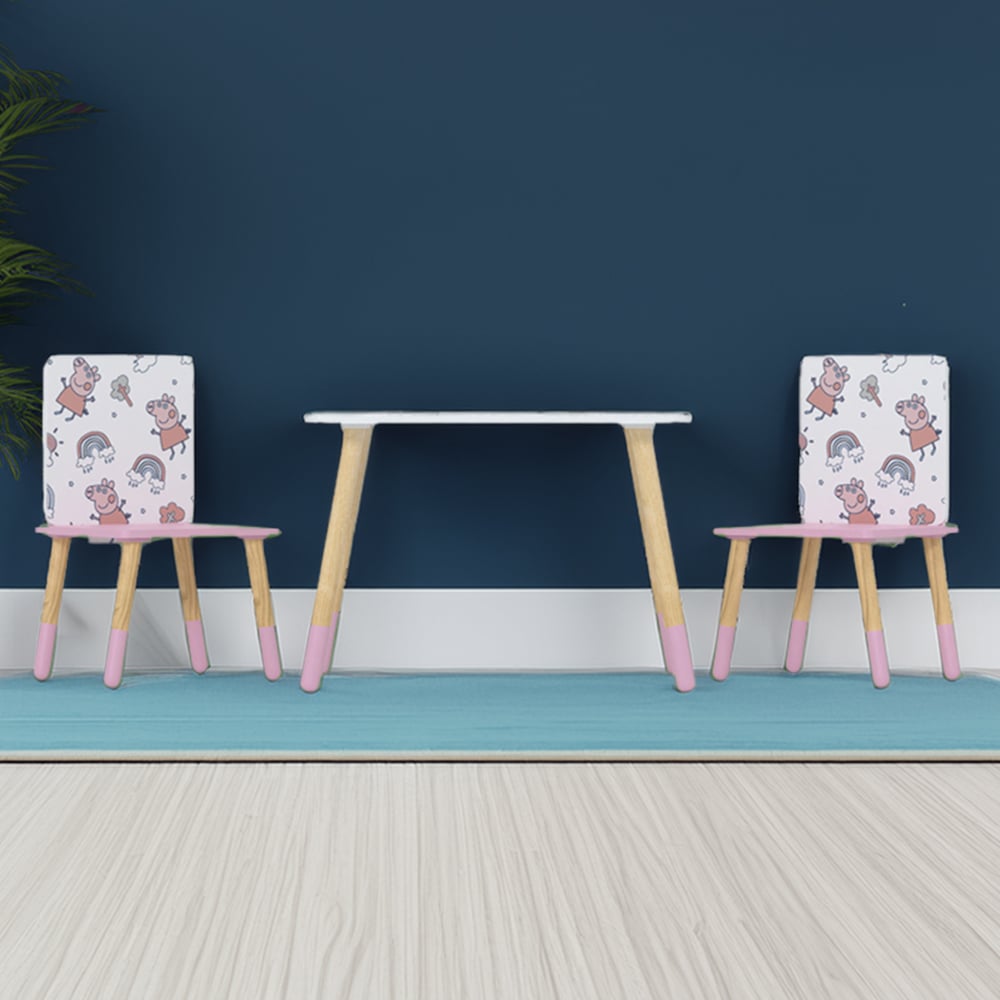 Kudl Kids 2 Seater Peppa Pig Pattern Table and Chair Set Image 1