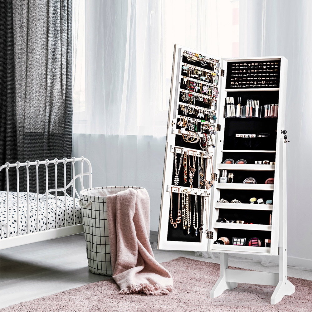 Costway White Free Standing Jewellery Cabinet Image 2