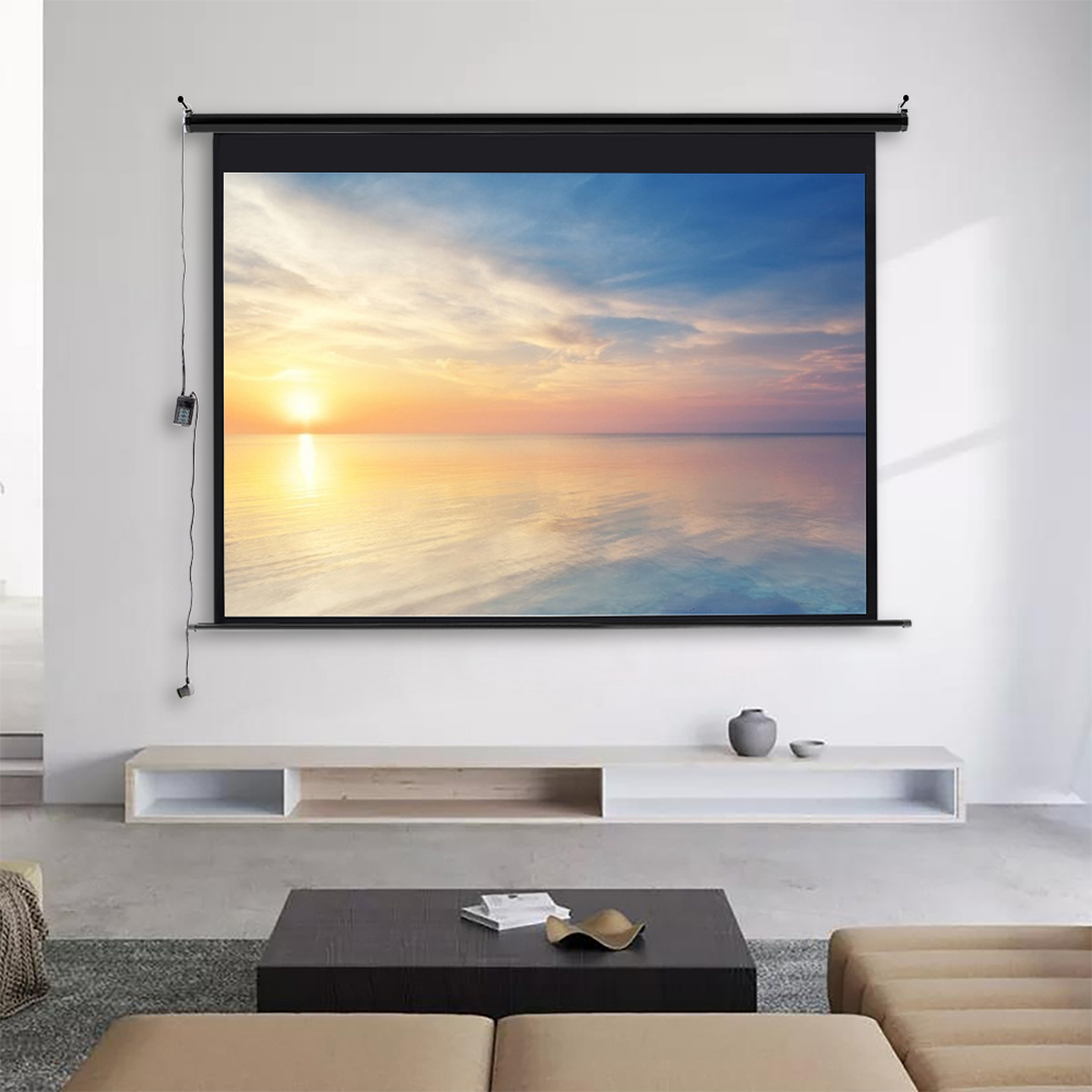 Living and Home Wall Mount Electric Projector Screen with Remote Control 120 inch Image 3