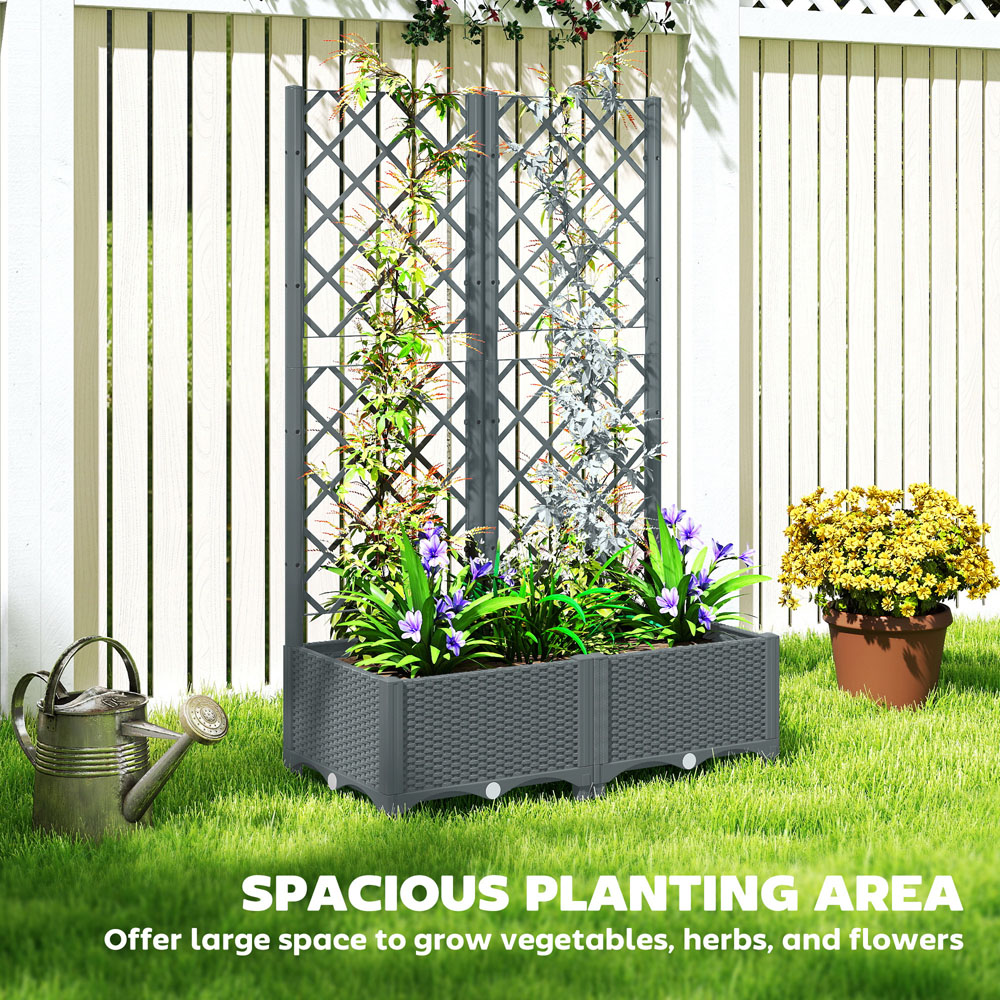 Outsunny Plastic Raised Garden Bed with Trellis 123 x 40 x 80cm Image 7