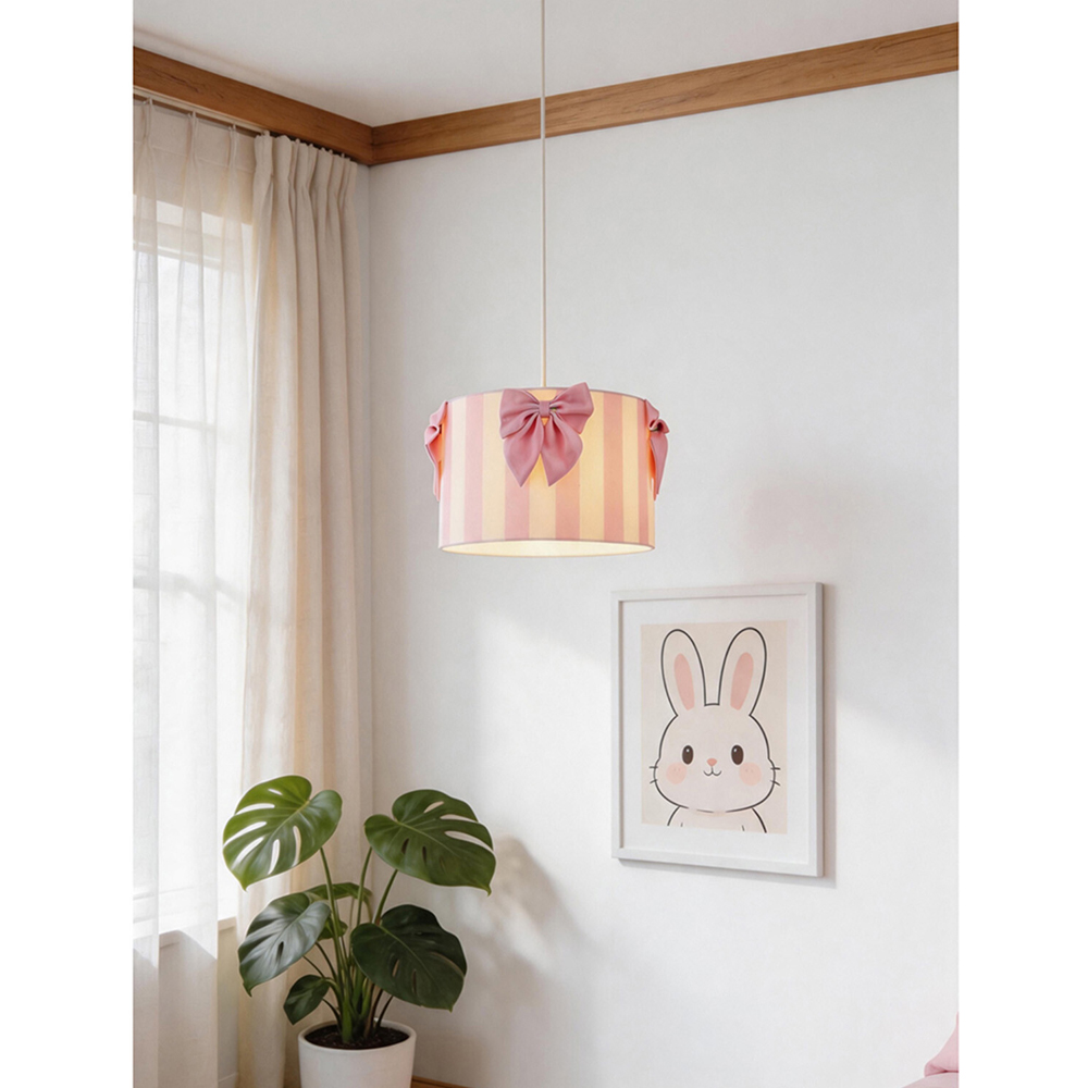 Stripe Bow Lamp Shade Pink Image 7