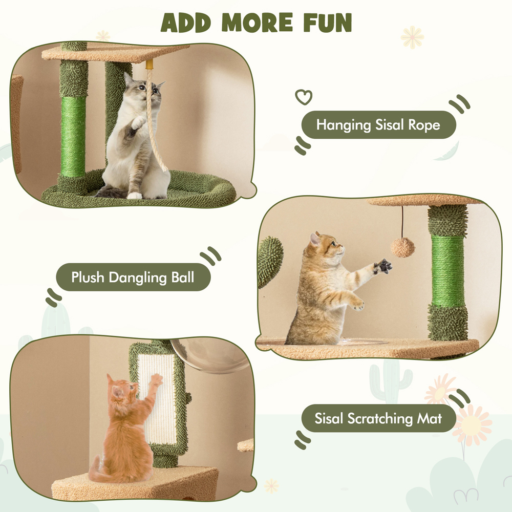 Costway Green Multi Level Cactus Cat Tree 150cm Image 7