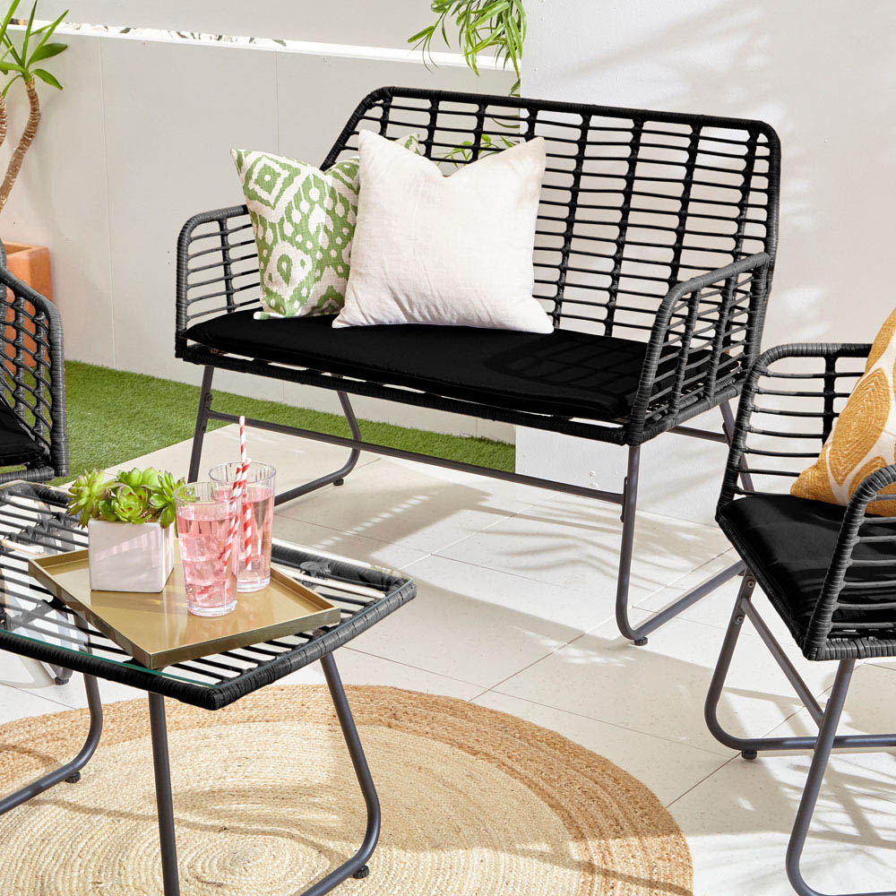 Neo 4 Seater Black Bamboo Style Table Set Image 7