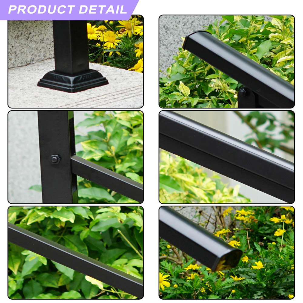 Gr8 Garden Adjustable Black Steel Handrail 1-4 Steps Garden Stairs Grab Rail Image 7