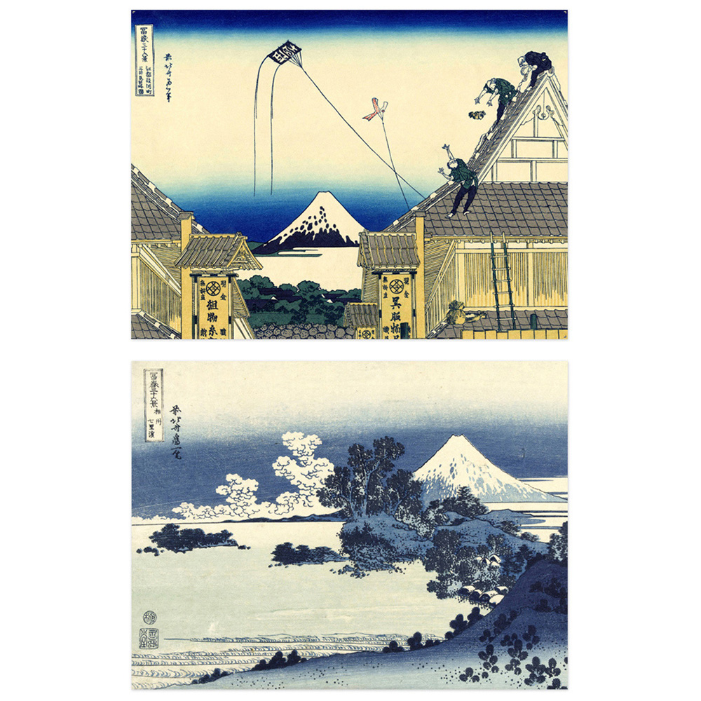 Artery8 Hokusai Views Mount Fuji Beach Temple Mitsui Wall Art Print 30 x 41cm 5 Pack Image 3