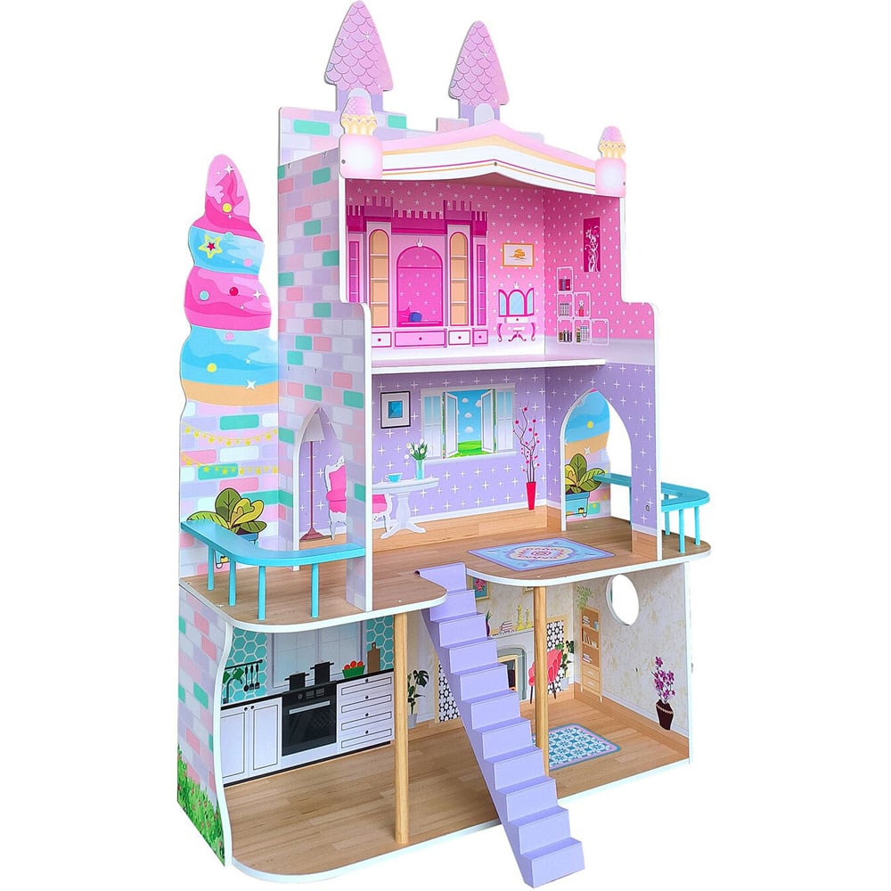Wooden Doll house - Multicolour Image 2