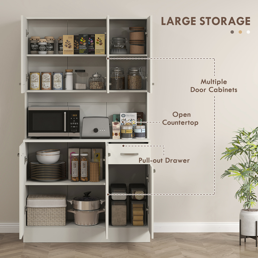 Portland 6 Door Cream White Freestanding Kitchen Cabinet Image 8