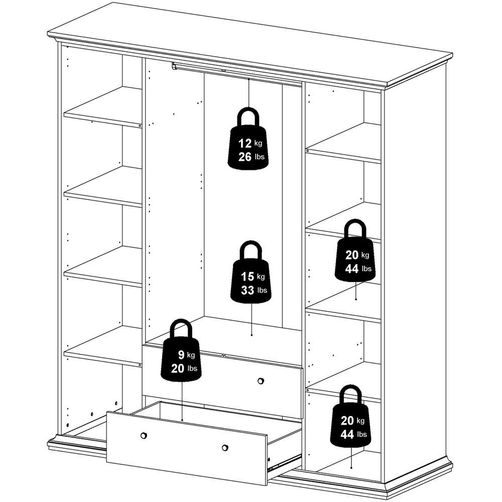 Florence Paris 4 Door 2 Drawer White Wardrobe Image 7