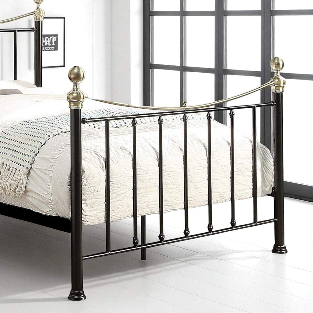 OAT Home Hampstead Small Double Black and Brass Metal Bed Image 3
