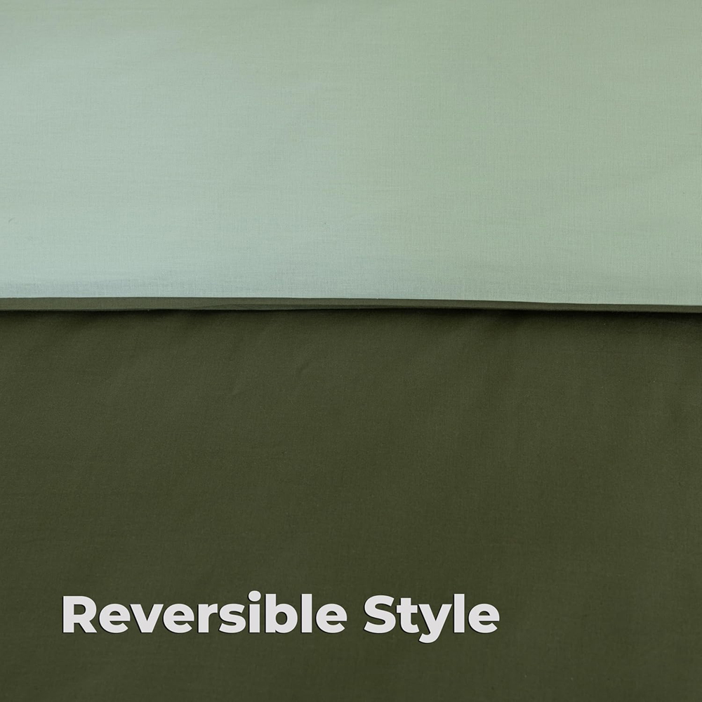 MHG Living Super King Size Forest Green Reversible Duvet Set Image 4