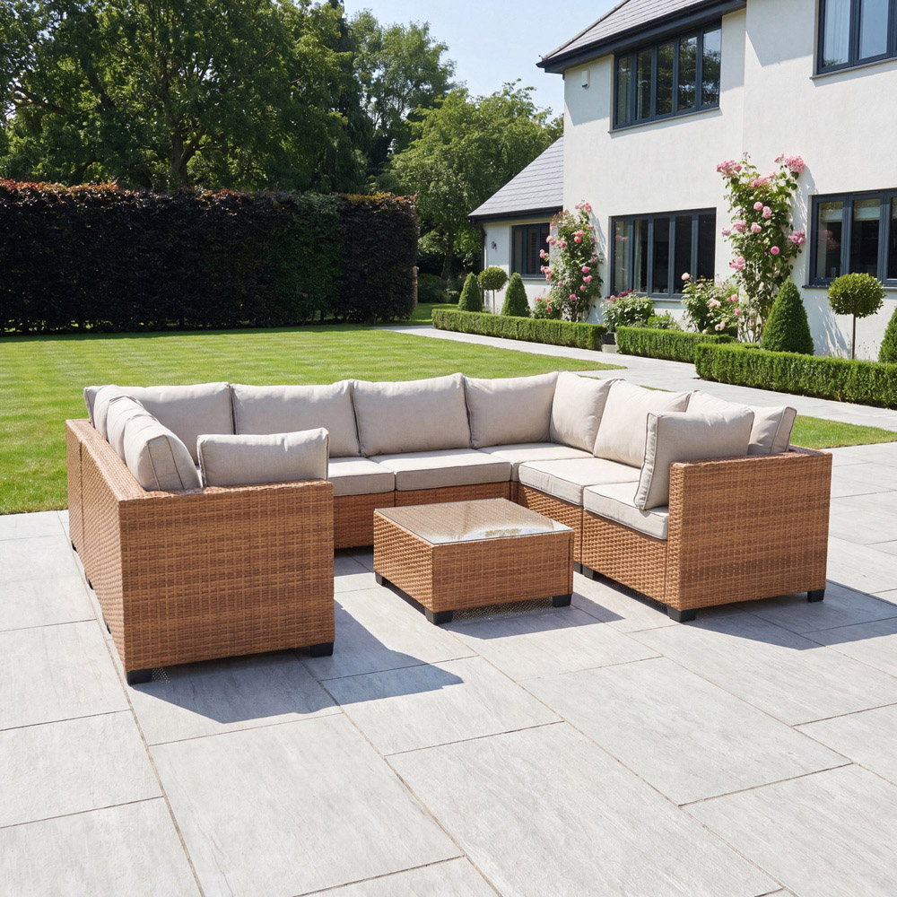 Artemis Home Saviano 8 Seater Grey Rattan Modular U-Shaped Corner Sofa Set Image 3