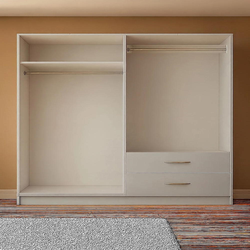 TJ'S Venice 4 Door 2 Drawer Grey Wardrobe Image 3