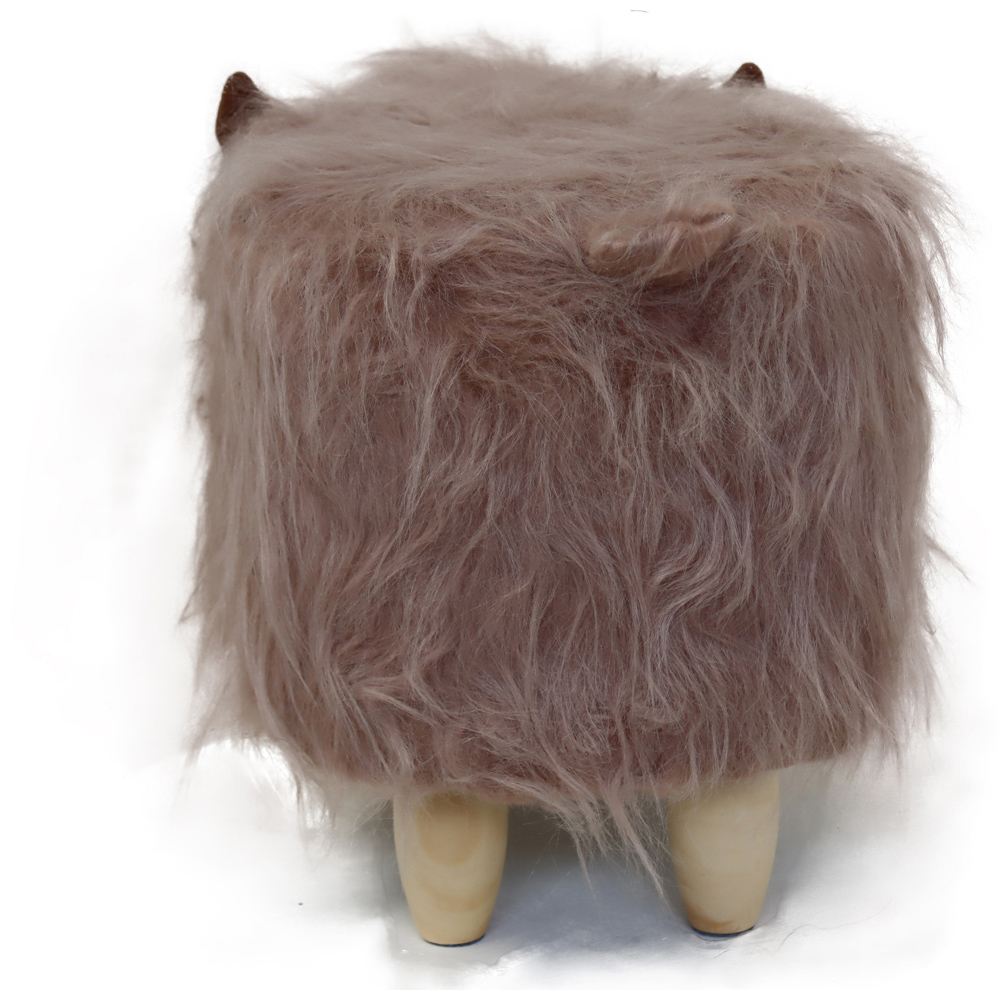 Gardeco Rosie The Highland Cow Light Pink Synthetic Fur Footstool Image 5