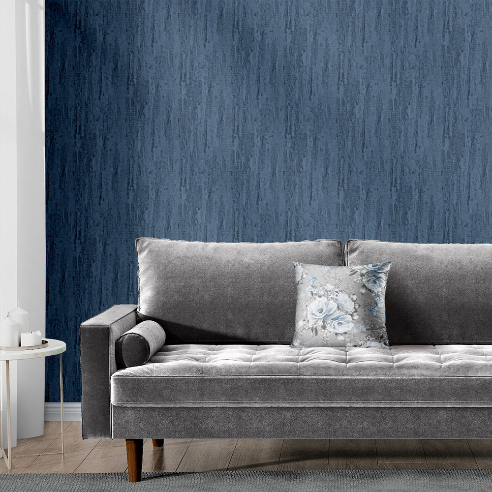 Muriva Darcy James Oleana Blue Textured Wallpaper Image 3