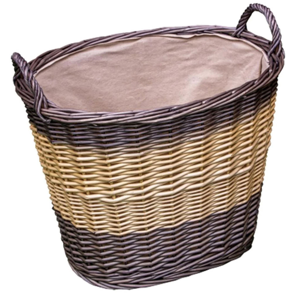 Red Hamper Deep Two Tone Lined Wicker Wash Basket Image 1