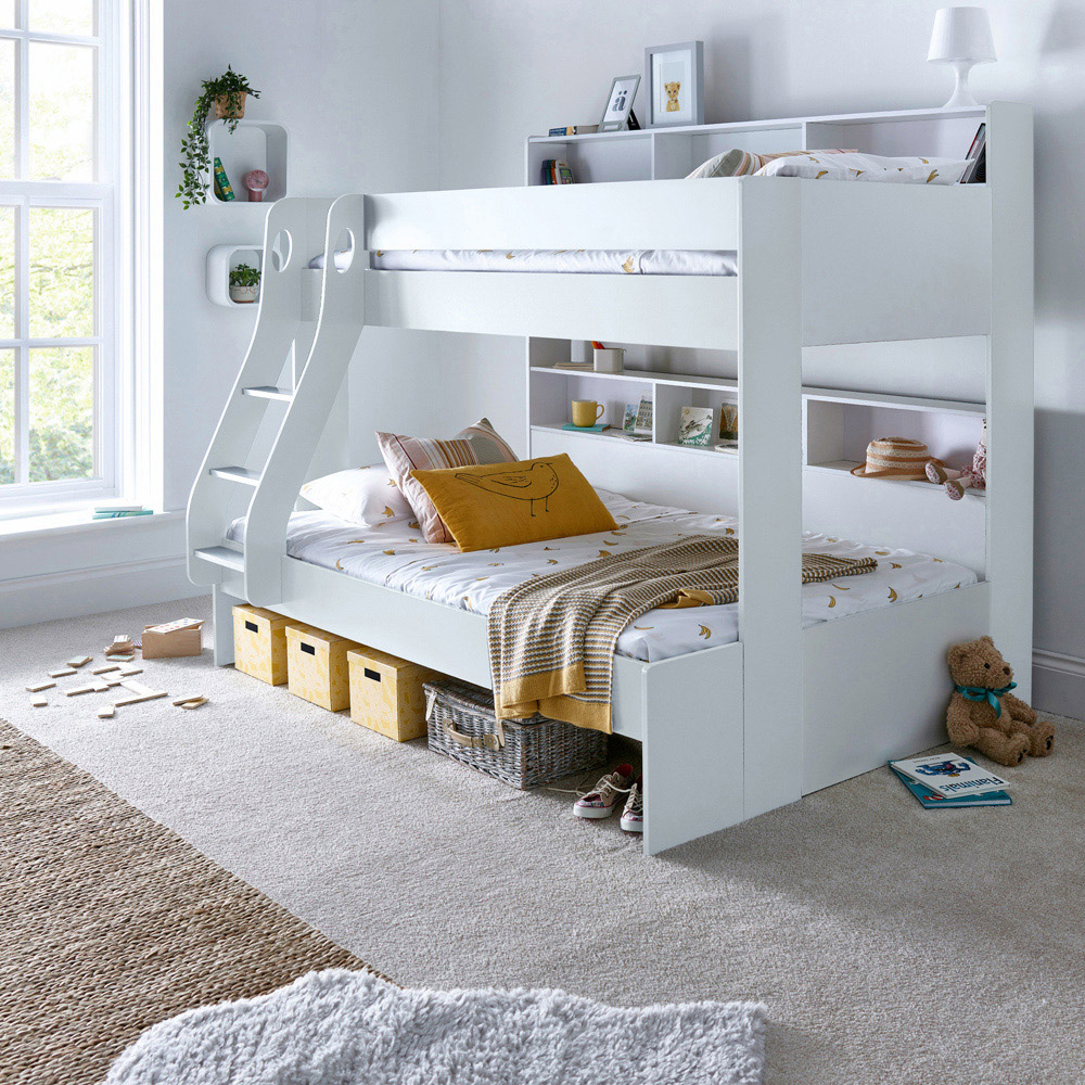 Bedmaster Oliver Triple Sleeper White Bunk Bed with Pocket Sprung Mattresses Image 8