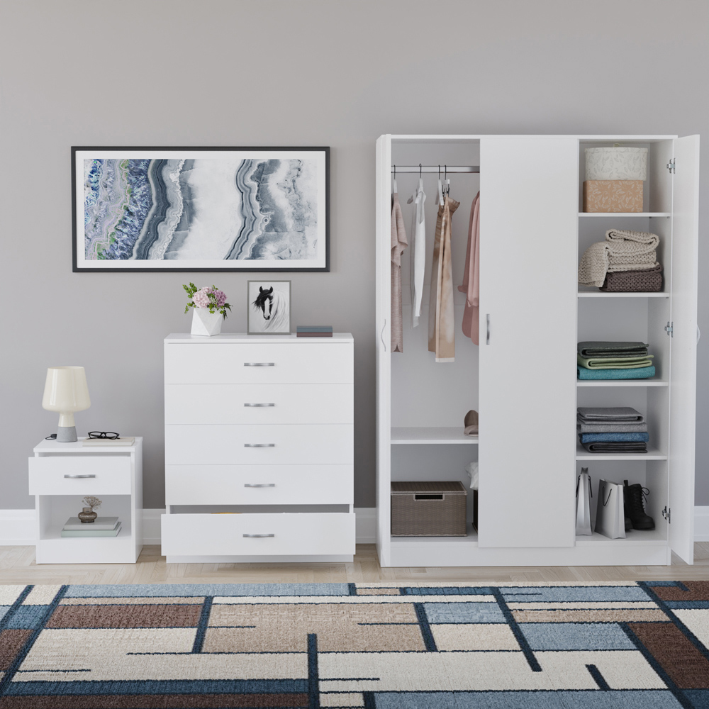 VIDA DESIGNS Riano White 3 Piece Bedroom Furniture Set Image 3