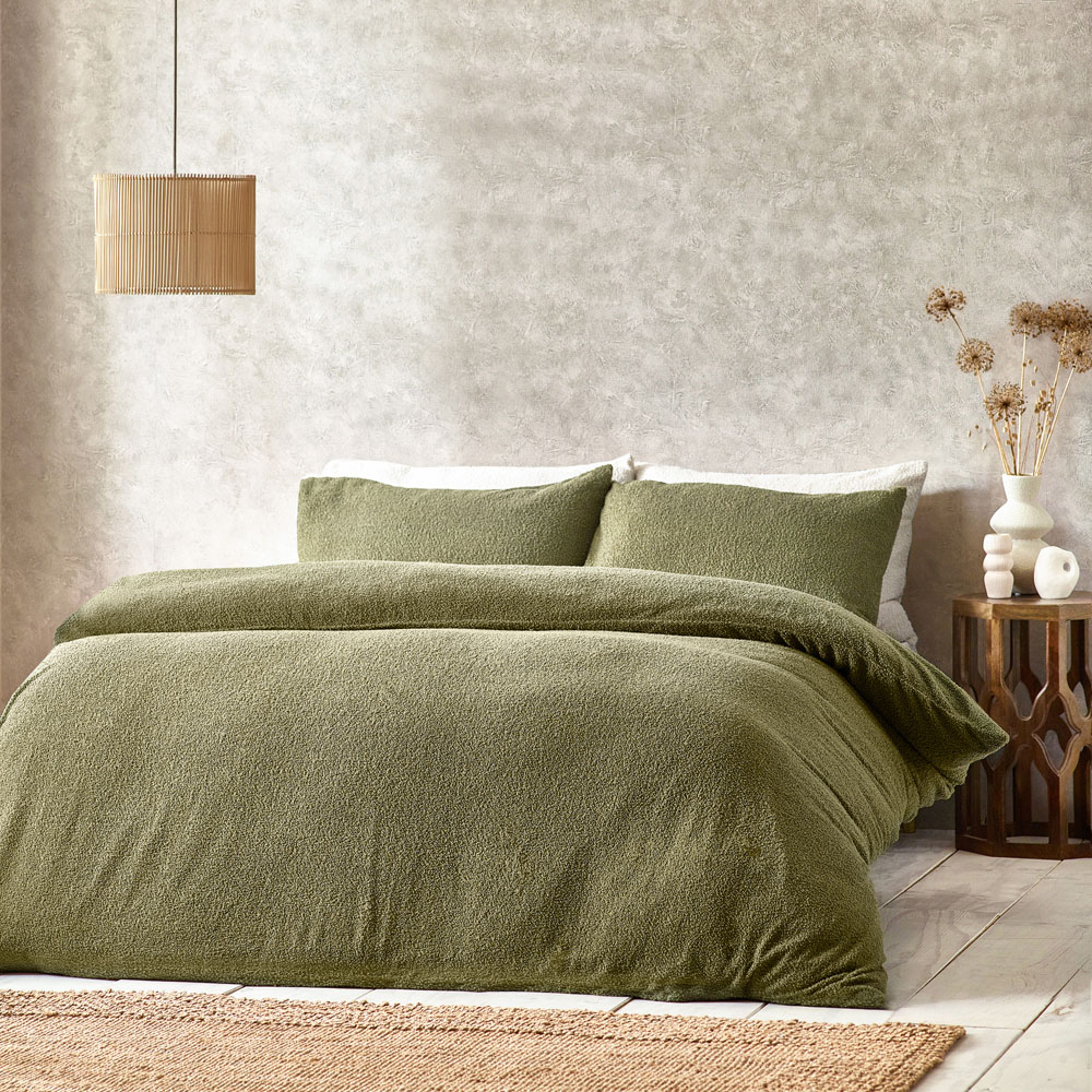 Yard King Size Olive Boucle Duvet Set Image 1