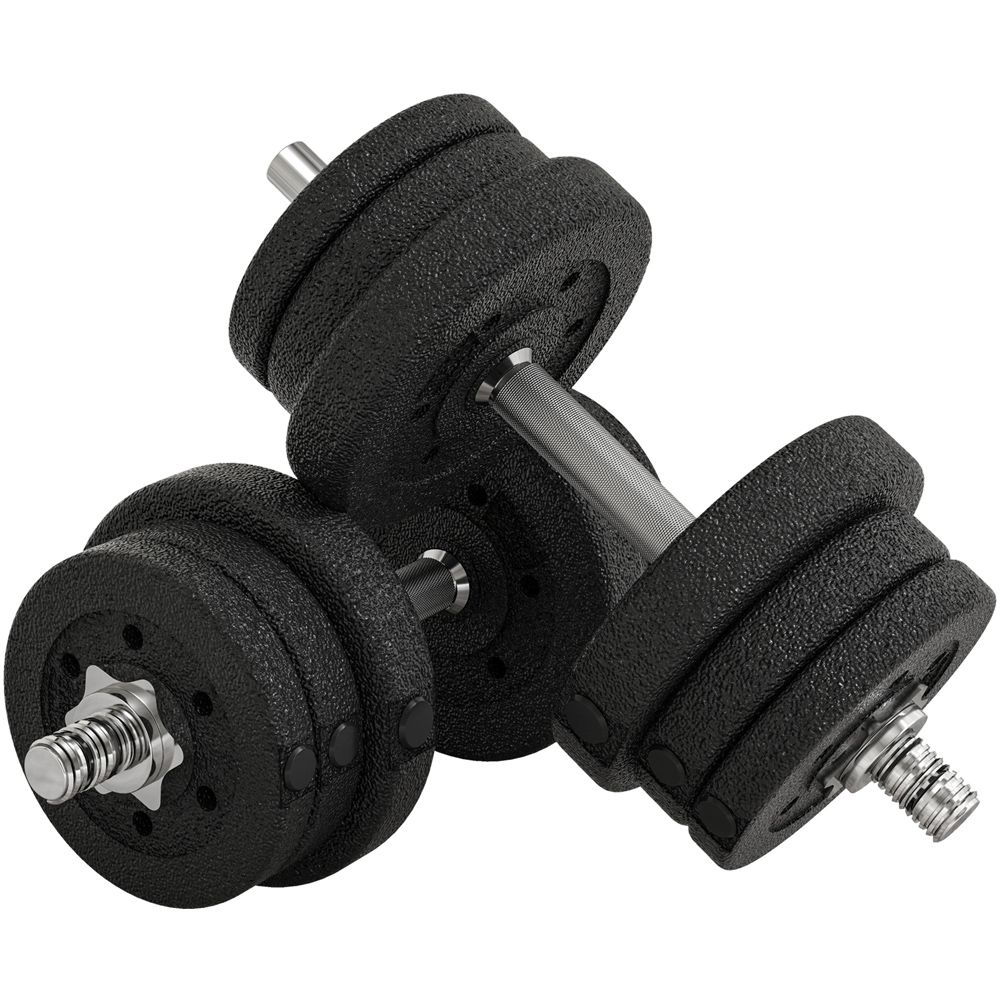 HOMCOM Black Adjustable Weights Dumbbell Set 25kg Image 1